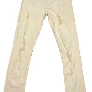 Vintage Guess cream/ white slim tapered jeans with distressed details size 32